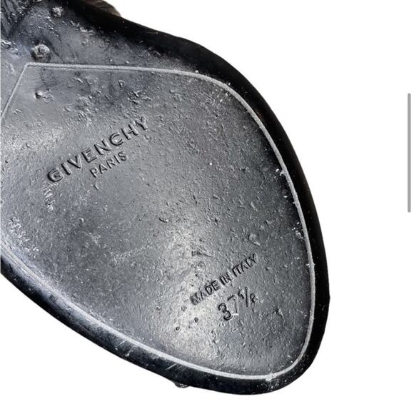 Givenchy Black Leather Lace Up Peep Toe Bondage Wedge Booties - 37.5 - Picture 6 of 10